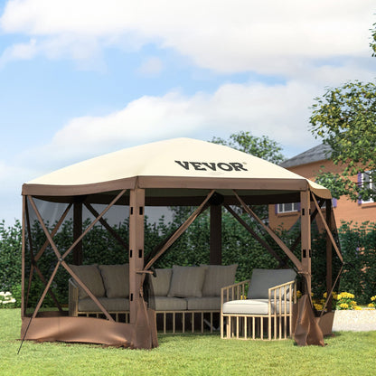 VEVOR Pop-up Camping Gazebo Camping Canopy Shelter 6 Sided 10' x 10' Sun Shade