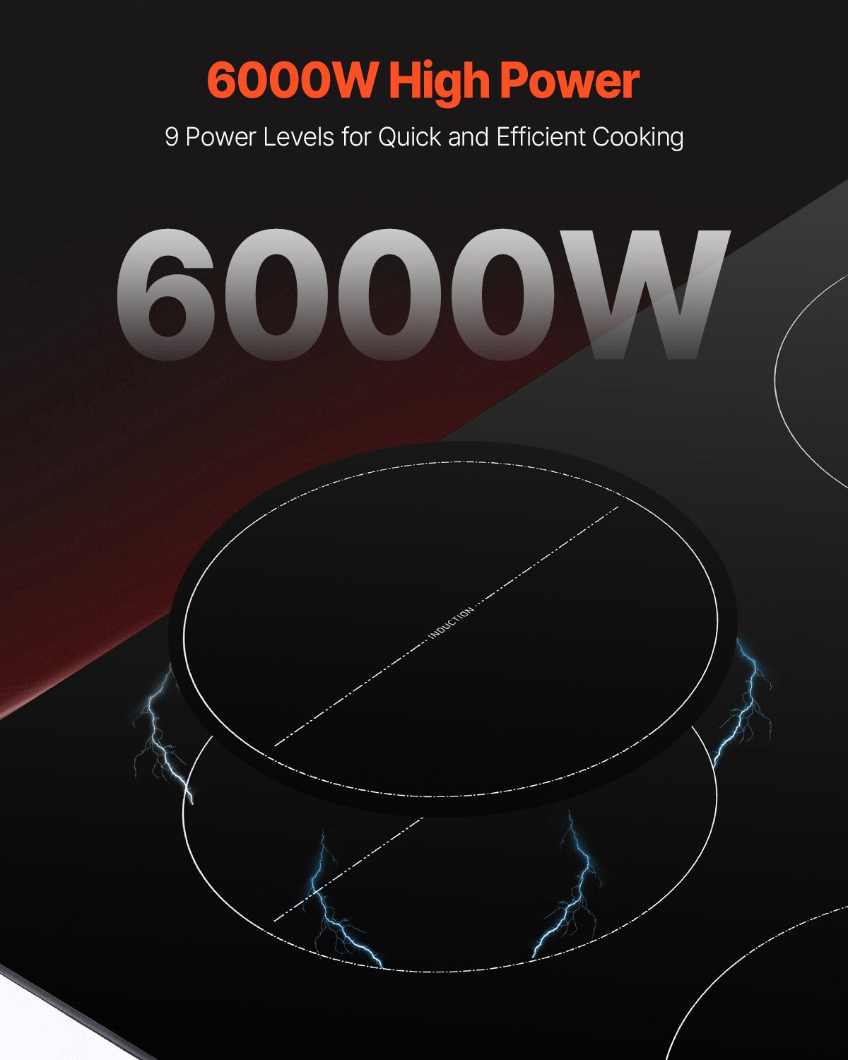 VEVOR 6000W 4 Burner Induction Cooktop Electric Countertop Burner Touch Control