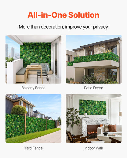 VEVOR Artificial Grass Wall Panels, 12 PCS 20 x 20 inch, 3D Combination Greenery Boxwood  Panel for Indoor Outdoor Green Decor & Ivy Fence Covering, Privacy Backdrop Wall Hedge Screen for Garden