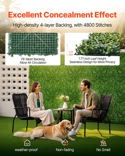 VEVOR Artificial Grass Wall Panels, 40 x 120 inch, Milan Grass Greenery Boxwood Panel for Indoor Outdoor Green Decor & Ivy Fence Covering, Privacy Backdrop Wall Hedge Screen for Garden