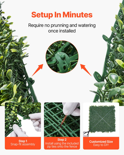 VEVOR Artificial Grass Wall Panels, 40 x 120 inch, Milan Grass Greenery Boxwood Panel for Indoor Outdoor Green Decor & Ivy Fence Covering, Privacy Backdrop Wall Hedge Screen for Garden