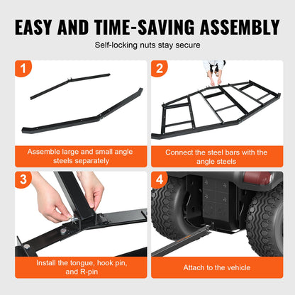 VEVOR Driveway Drag, 84" Width Tow Behind Drag Harrow, Q235 Steel Driveway Grader with Adjustable Bars, Support up to 50 lbs, Driveway Tractor Harrow for ATVs, UTVs, Garden Lawn Tractors