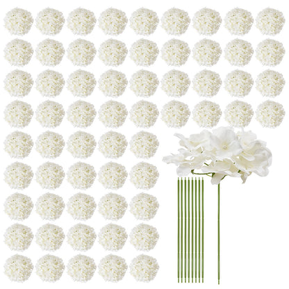 VEVOR Artificial Flowers, 105 pcs Real Looking White Silk Fake Hydrangea Bulk, White Faux Bridal Shower with Stems for DIY Wedding Bouquets, Home Centerpieces Arrangements, Party Tables Decorations