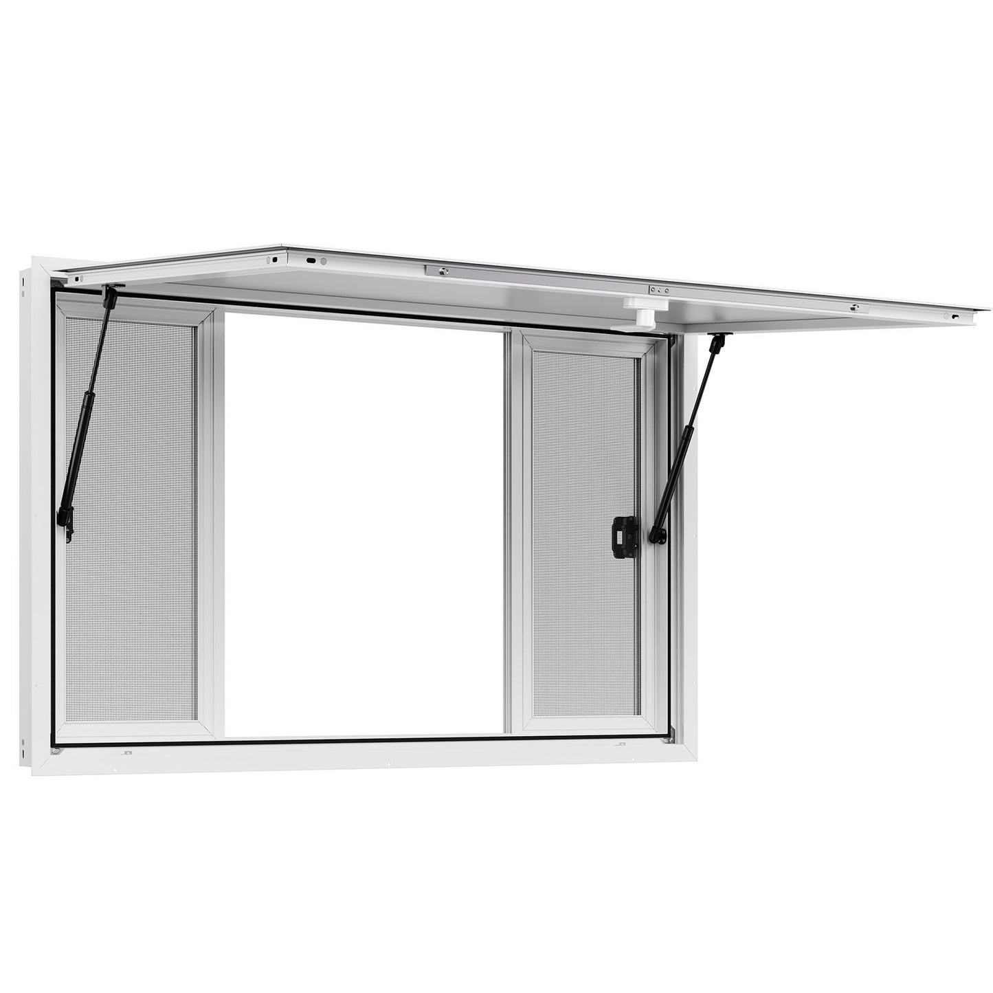 VEVOR Concession Window 1346x838 mm, Aluminum Alloy Service Window for Food Truck, Up to 85 Degrees Stand Serving Window with 4 Sliding Windows, Awning Door, and Drag Hook, for Concession Trailers