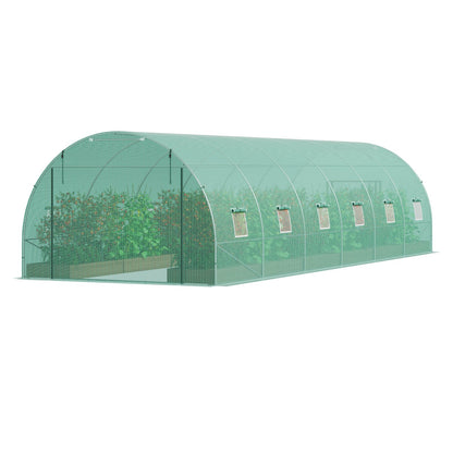 VEVOR Walk-in Tunnel Greenhouse 29.2x9.7x6.5ft Galvanized Frame PE Cover Green
