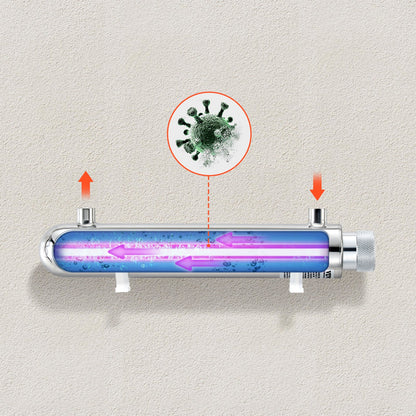 VEVOR UV Water Purifier, 12W 1GPM, 220V Versatile Ultraviolet Water Purifier Filter with Stainless Steel Housing, Whole House UV Water Filter with Quartz Sleeve Fit for Shower/Drinking/Cleaning