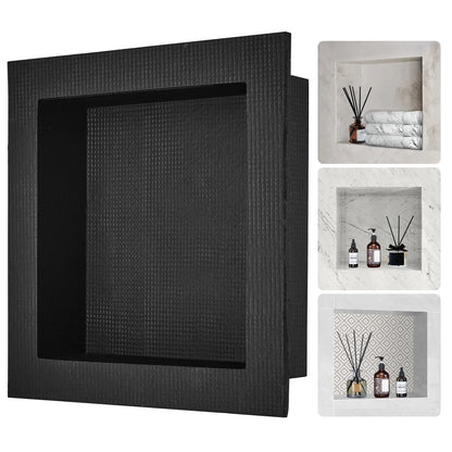 VEVOR Shower Niche Ready for Tile 40.64 x 40.64 cm, Single Shelf Organizer, Square Corners Wall-inserted Niche Recessed, Sealed Protection Modern Soap Storage Niche for Shower Bathroom, Black - Mekamart Australia