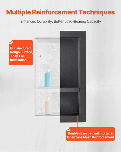 VEVOR Shower Niche 40.6 x 71.1 x 10.2 cm Recessed Wall Shelf for Bathroom - Mekamart Australia