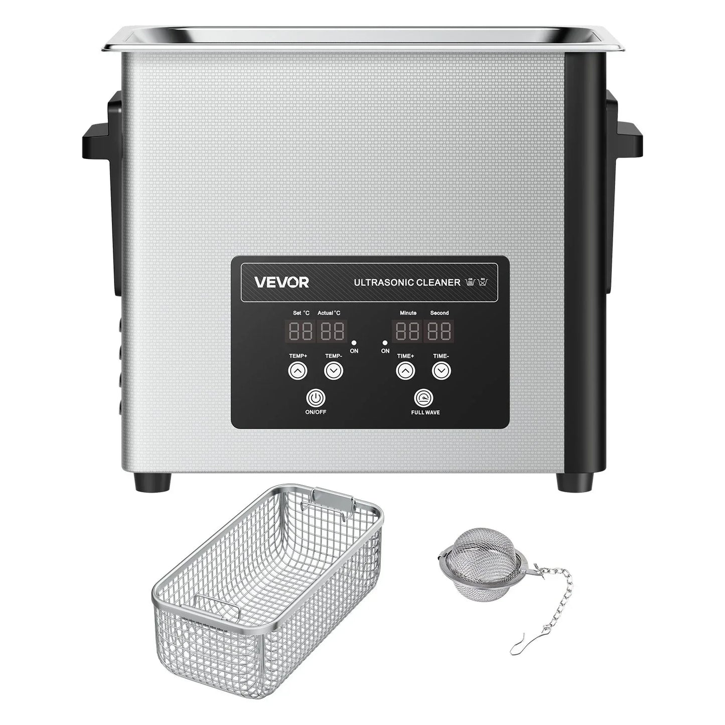 VEVOR 6L Ultrasonic Cleaner, Professional Ultrasonic Cleaner Machine with Cleaning Basket & Digital Display, 120W Stainless Steel 40kHz Cleaning Machine for Watches, Razors, Jewelry, Coins and More - Mekamart Australia