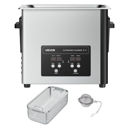 VEVOR 6L Ultrasonic Cleaner, Professional Ultrasonic Cleaner Machine with Cleaning Basket & Digital Display, 120W Stainless Steel 40kHz Cleaning Machine for Watches, Razors, Jewelry, Coins and More - Mekamart Australia