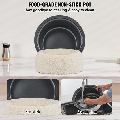 VEVOR Commercial Rice Cooker, 50-Cup Rice Cooker, 10 Liter Large Rice Cooker and Warmer with Nonstick Inner Pot, Fast Cooking and 24-Hour Keep Warm, with Rice Cup and Paddle, for Restaurant