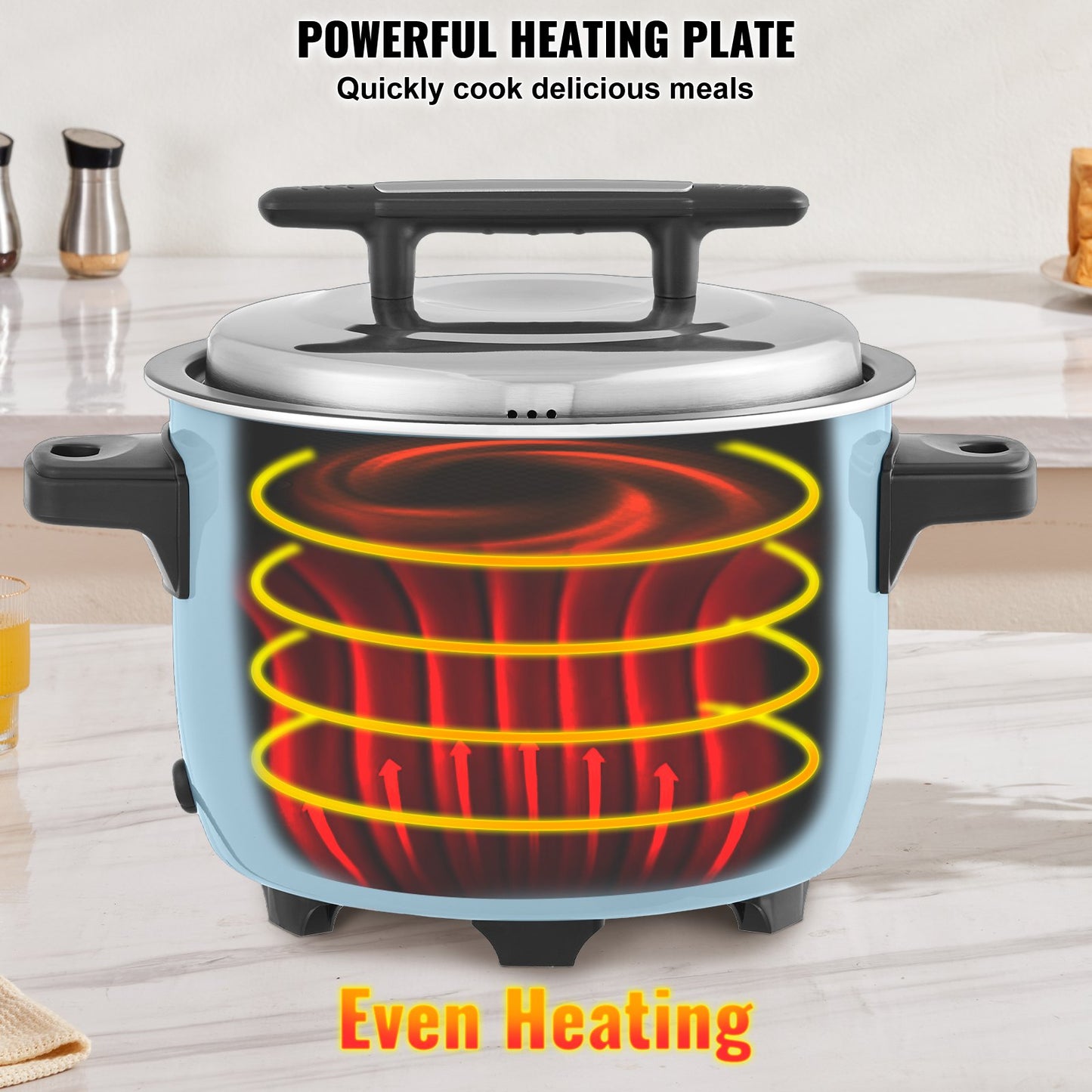 VEVOR Commercial Rice Cooker, 40-Cup Rice Cooker, 8 Liter Large Rice Cooker and Warmer with Nonstick Inner Pot, Fast Cooking and 24-Hour Keep Warm, with Rice Cup and Paddle, for Restaurant