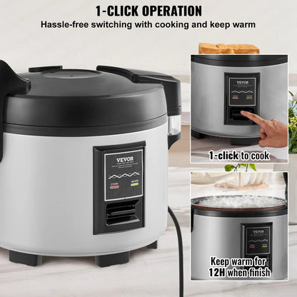 VEVOR Commercial Rice Cooker 60-Cup Non-Stick Pot 13L 12H Keep Warm Restaurant - Mekamart Australia