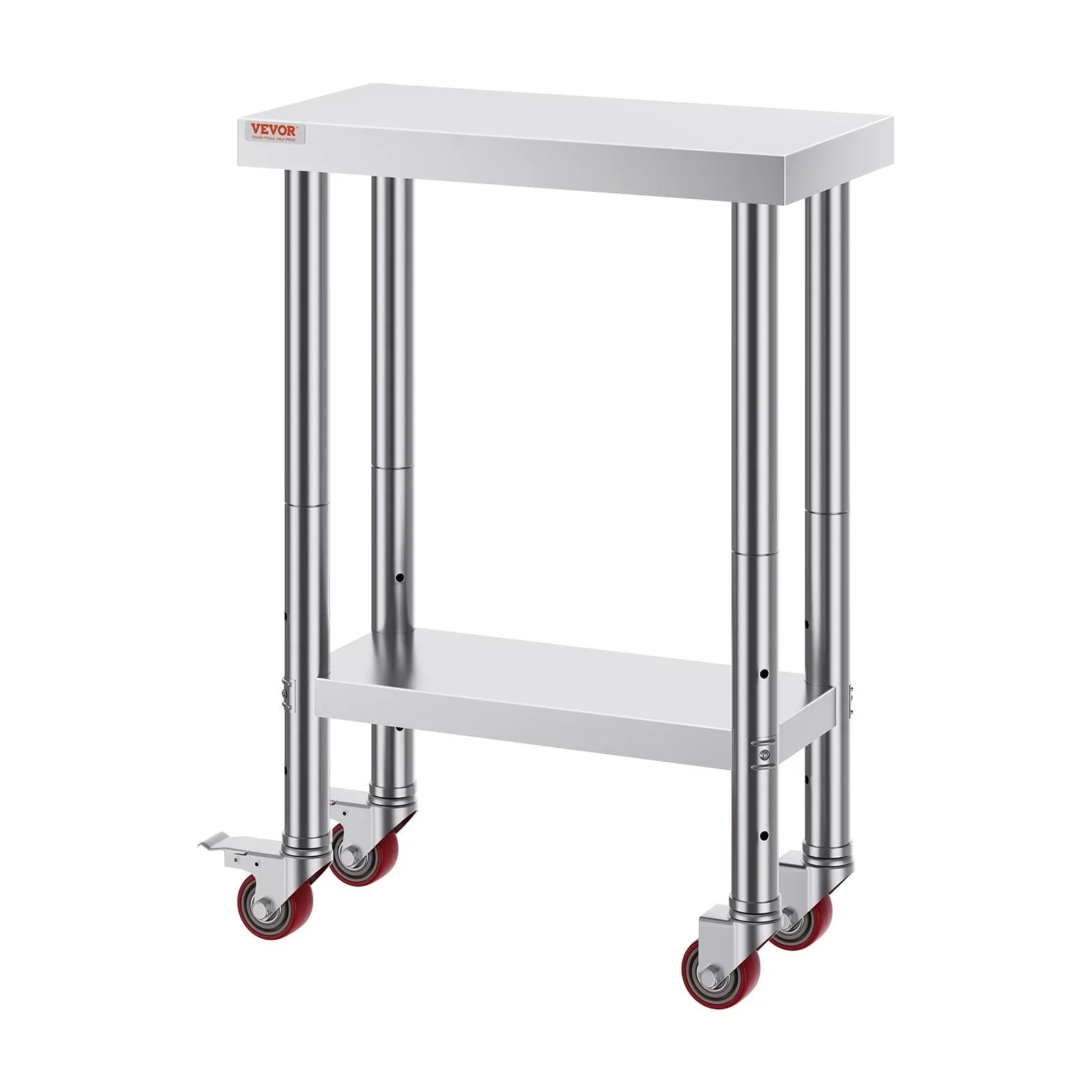 VEVOR Stainless Steel Work Table with Wheels 24 x 12 x 32 Inch Prep Table with 4 Casters Heavy Duty Work Table for Commercial Kitchen Restaurant Business - Mekamart Australia