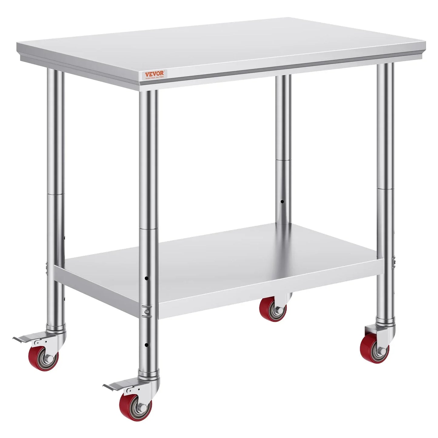 VEVOR Stainless Steel Work Table 36x24 Inch with 4 Wheels Commercial Food Prep Worktable with Casters Heavy Duty Work Table for Commercial Kitchen Restaurant - Mekamart Australia