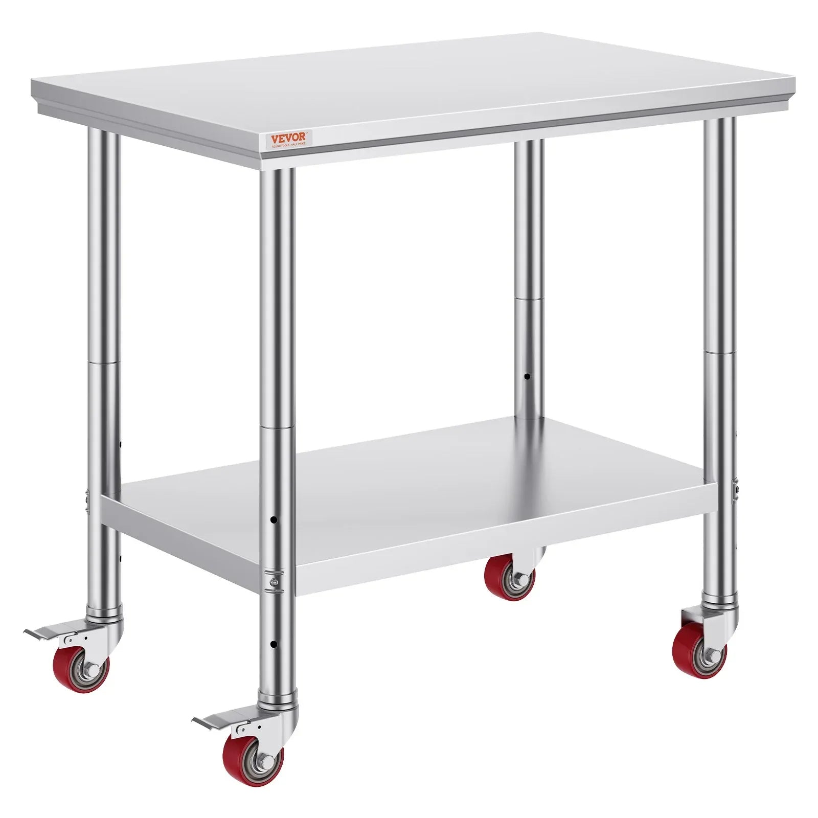VEVOR Stainless Steel Work Table 36x24 Inch with 4 Wheels Commercial Food Prep Worktable with Casters Heavy Duty Work Table for Commercial Kitchen Restaurant - Mekamart Australia