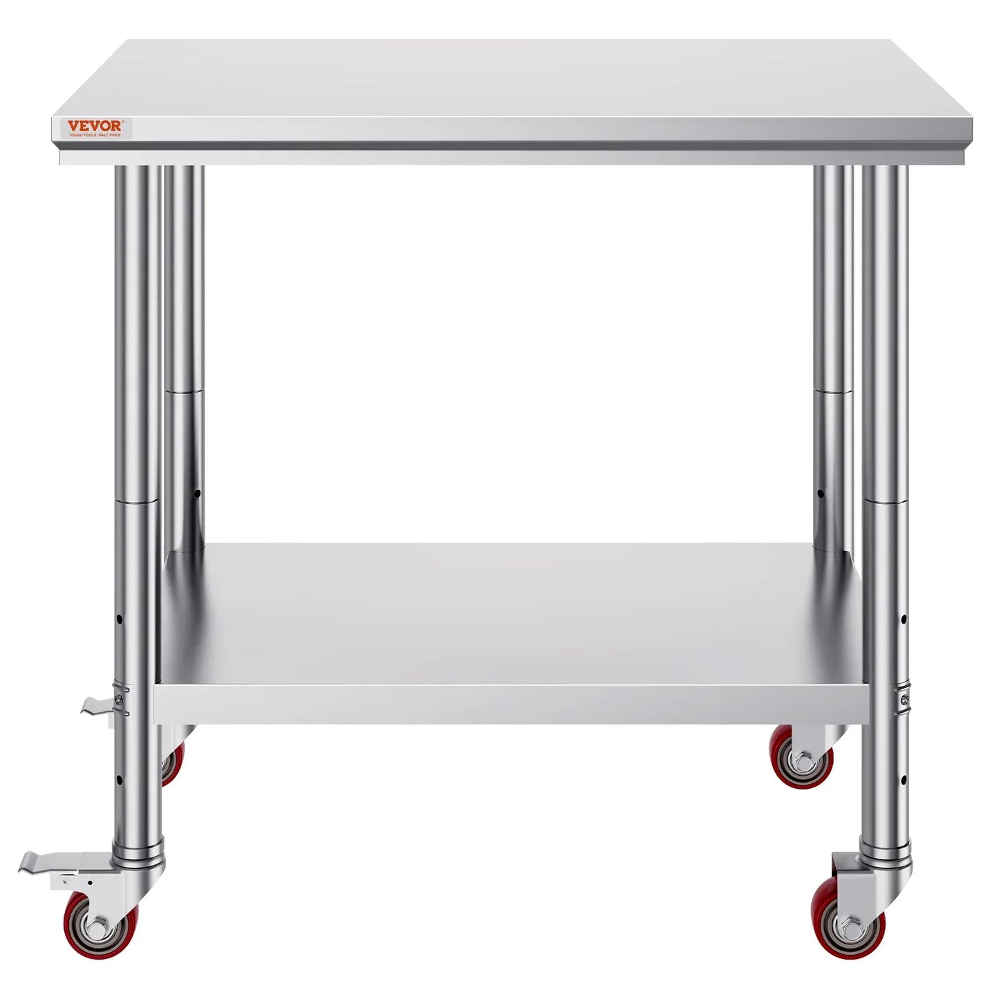 VEVOR Stainless Steel Work Table 36x24 Inch with 4 Wheels Commercial Food Prep Worktable with Casters Heavy Duty Work Table for Commercial Kitchen Restaurant - Mekamart Australia