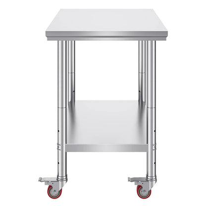 VEVOR Stainless Steel Work Table 36x24 Inch with 4 Wheels Commercial Food Prep Worktable with Casters Heavy Duty Work Table for Commercial Kitchen Restaurant - Mekamart Australia