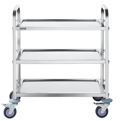 VEVOR Stainless Steel Cart, 3 Layers Lab Utility Cart 181 kg Weight Capacity, Medical Cart with Lockable Universal Wheels, for Lab, Clinic, Kitchen, Salon - Mekamart Australia