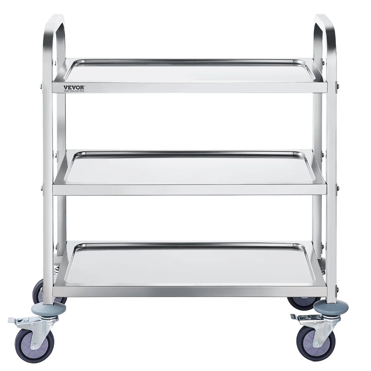 VEVOR Stainless Steel Cart, 3 Layers Lab Utility Cart 181 kg Weight Capacity, Medical Cart with Lockable Universal Wheels, for Lab, Clinic, Kitchen, Salon - Mekamart Australia