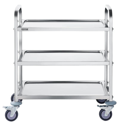 VEVOR Stainless Steel Cart, 3 Layers Lab Utility Cart 181 kg Weight Capacity, Medical Cart with Lockable Universal Wheels, for Lab, Clinic, Kitchen, Salon - Mekamart Australia