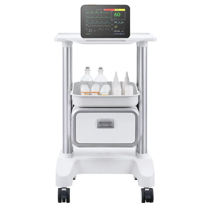VEVOR 2 Tiers Lab Carts Mobile Medical Cart with 1 Drawer & 1 Top Tray White - Mekamart Australia