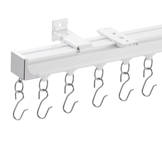 VEVOR Ceiling Curtain Track Set 5.9 FT/1.8 Meter_oom Divider with Hooks White