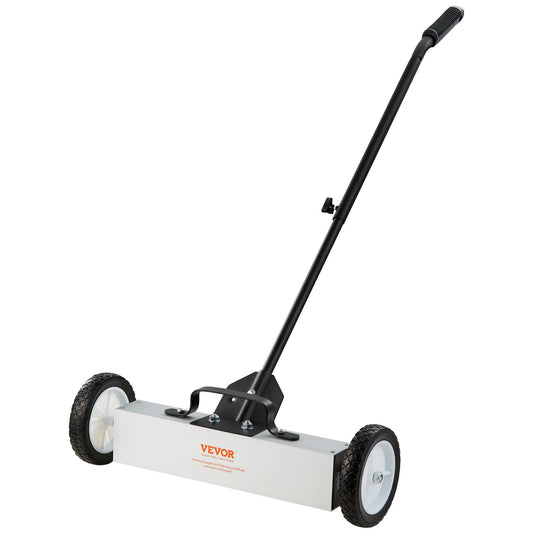 VEVOR Rolling Magnetic Sweeper with Wheels, Push-Type Magnetic Pick Up Sweeper, Large Magnet Pickup Lawn Sweeper, 20.4kg Magnet with Telescoping Handle, Easy Cleanup of Workshop Garage Yard