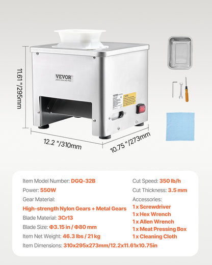 VEVOR Electric Meat Cutter Machine 550W Commercial Meat Slicer Cutting Machine