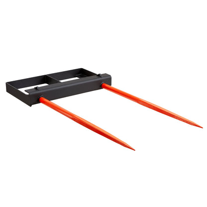 VEVOR 49" Hay Spear, Bale Spears 1360kg Loading Capacity, Skid Steer Loader Tractor Bucket Attachment with 2pcs 17.5" Stabilizer Spears and 60" Chain, Quick Attach Spike Forks