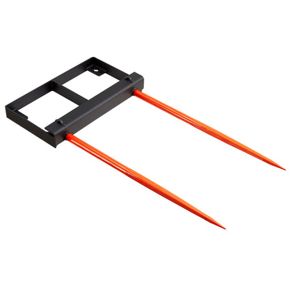 VEVOR 49" Hay Spear, Bale Spears 1360kg Loading Capacity, Skid Steer Loader Tractor Bucket Attachment with 2pcs 17.5" Stabilizer Spears and 60" Chain, Quick Attach Spike Forks