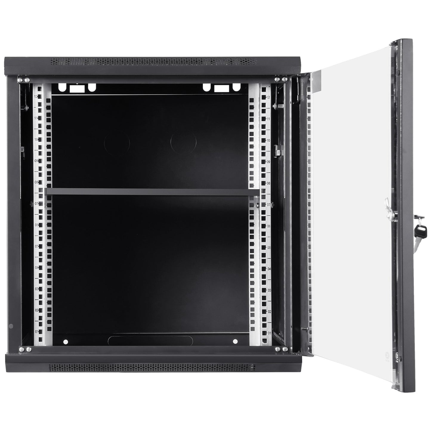 VEVOR Wall Mount Network Server Cabinet, 393.7 mm Deep, Server Rack Cabinet Enclosure, 90.72 kg Max. Ground-mounted Load Capacity, with Locking Glass Door Side Panels, for IT Equipment, A/V Devices