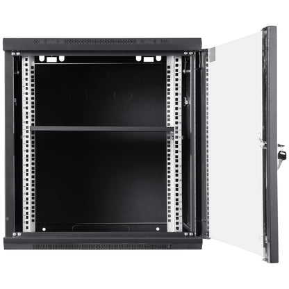 VEVOR Wall Mount Network Server Cabinet, 393.7 mm Deep, Server Rack Cabinet Enclosure, 90.72 kg Max. Ground-mounted Load Capacity, with Locking Glass Door Side Panels, for IT Equipment, A/V Devices