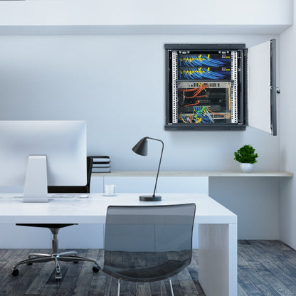 VEVOR 9U Wall Mount Network Server Cabinet, 39.37 cm Deep, Server Rack Cabinet Enclosure, 90.7 kg Max. Ground-mounted Load Capacity, with Locking Glass Door Side Panels, for IT Equipment, A/V Devices
