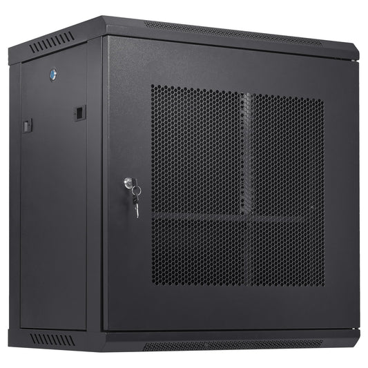VEVOR 12U Wall Mount Network Server Cabinet, 15.5'' Deep, Server Rack Cabinet Enclosure, 200 lbs Max. Ground-mounted Load Capacity, with Locking Door Side Panels, for IT Equipment, A/V Devices