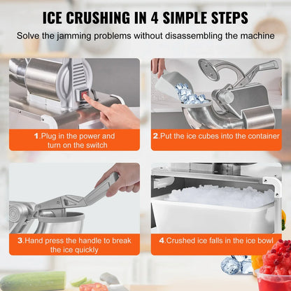 VEVOR Commercial Ice Shaver Crusher, 661lbs Per Hour Electric Snow Cone Maker, 350W Shaved Ice Machine with Dual Blades for Parties Events Snack Bar, Home and Commercial Use