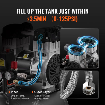 VEVOR Air Compressor Compact Portable Oil Free Compressor 40L 90 PSI - Mekamart Australia