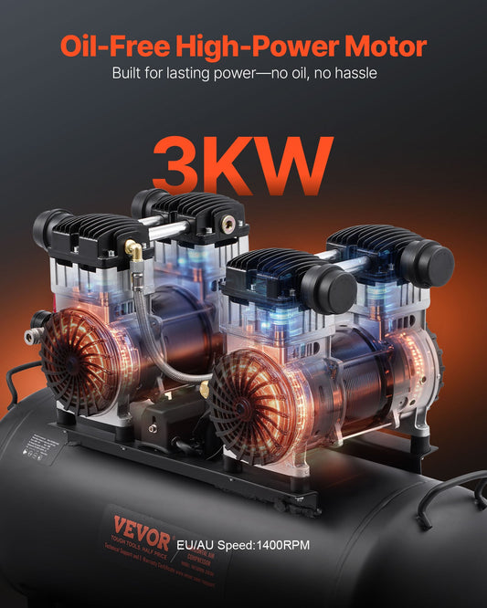 VEVOR Air Compressor Compact Portable Oil Free Compressor 75L 90 PSI