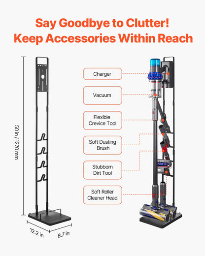 VEVOR Vacuum Stand, Compatible With Dyson V6 V7 V8 V10 V11 V15, Stable Vacuum Stand Holder with Wheels for Dyson DC30 DC31 DC34 DC35 DC58 DC59 DC62 D74 Cordless Upright Vacuum Cleaners & Accessories