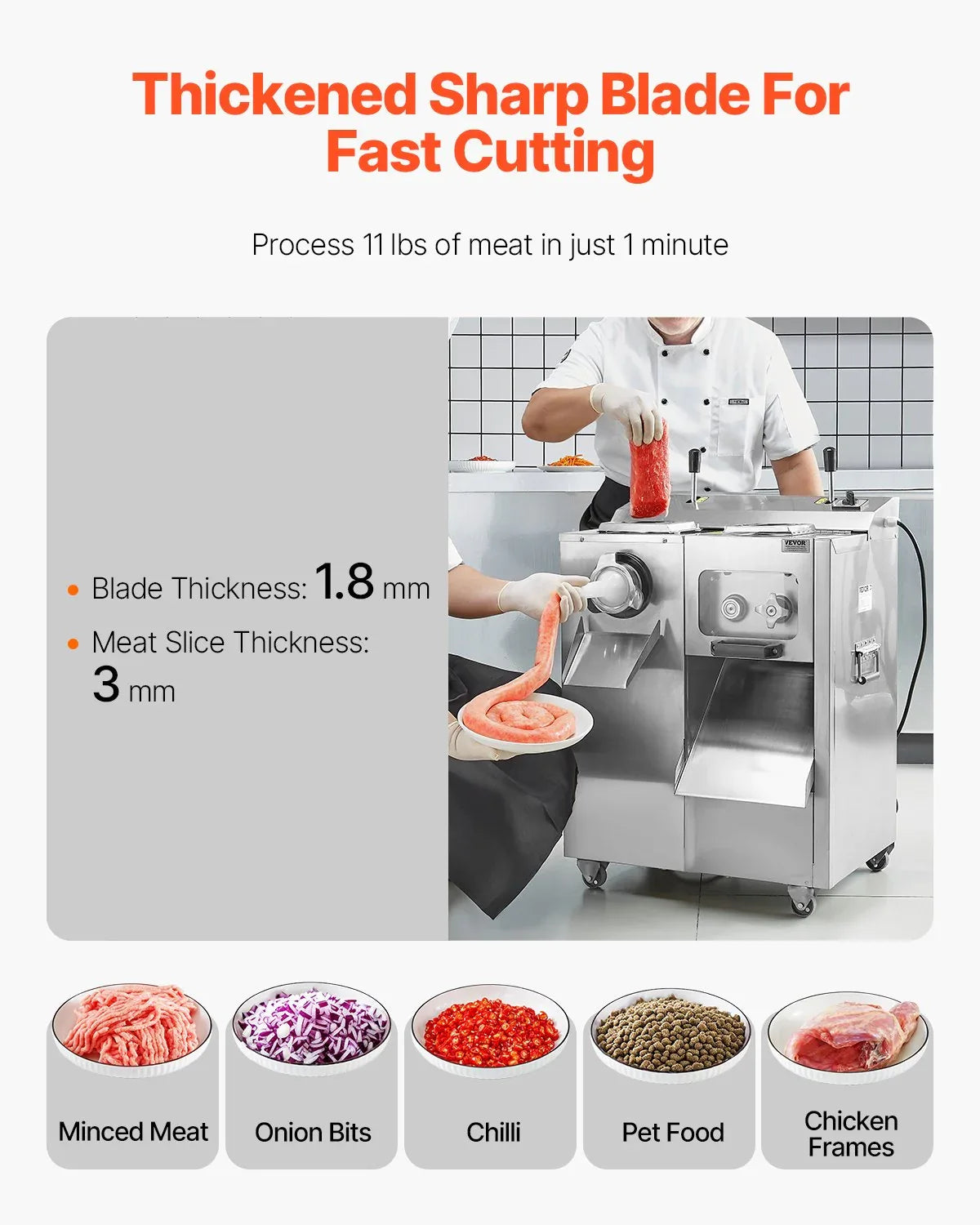 VEVOR Commercial Electric Meat Grinder Slicer 6.35 kg/Min Sausage Stuffer Maker - Mekamart Australia