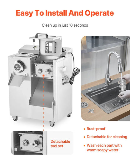 VEVOR Commercial Electric Meat Grinder Slicer 6.35 kg/Min Sausage Stuffer Maker - Mekamart Australia