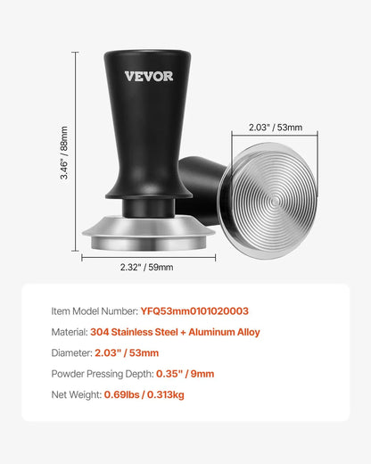 VEVOR 51mm/53mm/58mm Espresso Tamper Stainless Steel Coffee Tamper with Spring - Mekamart Australia