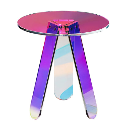 VEVOR Round Iridescent Side Table, Acrylic End Table, Clear Rainbow Acrylic Coffee Table for Drink, Food, Snack used in Living Room, Bedroom, and Study - Mekamart Australia