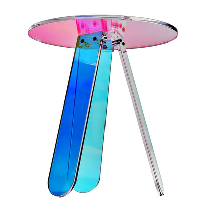 VEVOR Round Iridescent Side Table, Acrylic End Table, Clear Rainbow Acrylic Coffee Table for Drink, Food, Snack used in Living Room, Bedroom, and Study - Mekamart Australia