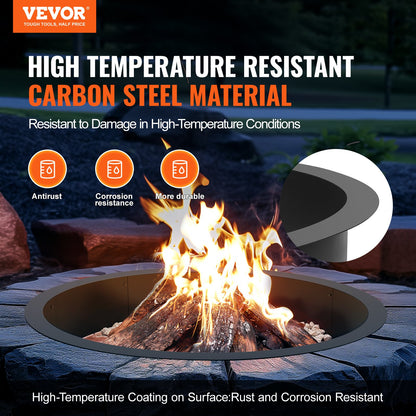 VEVOR Fire Pit Ring Round Inner Steel Liner DIY Campfire Firepit