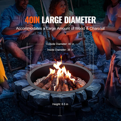 VEVOR Fire Pit Ring Round Inner Steel Liner DIY Campfire Firepit