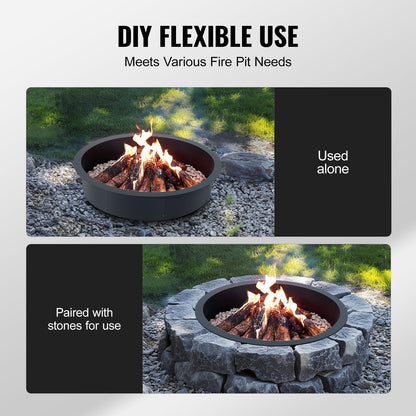 VEVOR Fire Pit Ring Round Inner Steel Liner DIY Campfire Firepit