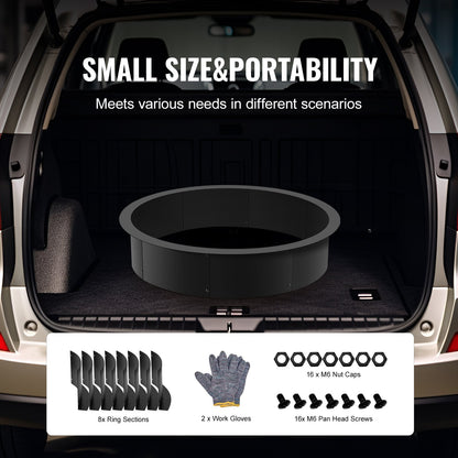 VEVOR Fire Pit Ring Round Inner Steel Liner DIY Campfire Firepit