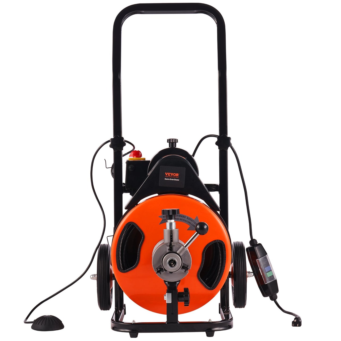 VEVOR Drain Cleaner Machine 75FT x 3/8Inch, Auto Feed Sewer Snake Auger with 4 Cutter & Air-activated Foot Switch for 2" to 4" Pipes