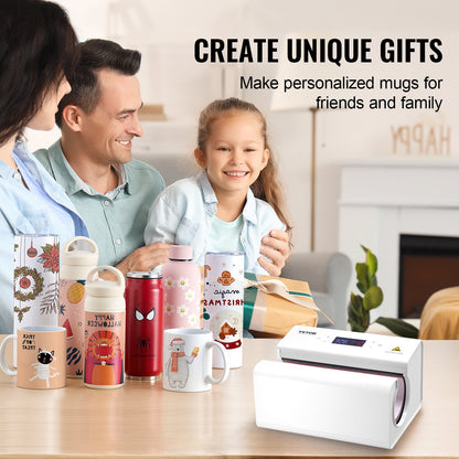 VEVOR Auto Tumbler Heat Press Machine 325-887 ml Sublimation Mug Heat Press White